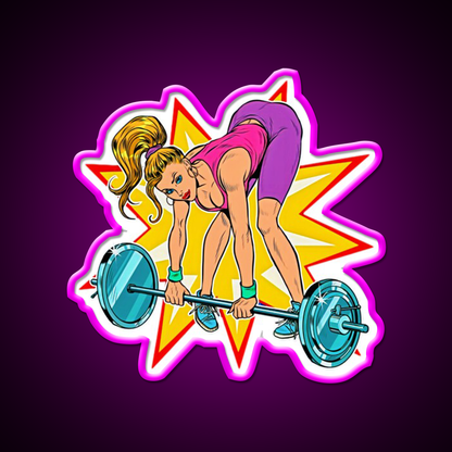 Weight Lifting Deadlift Female Bodybuilder Gym Fitness Led Neon Sign Rgb Color