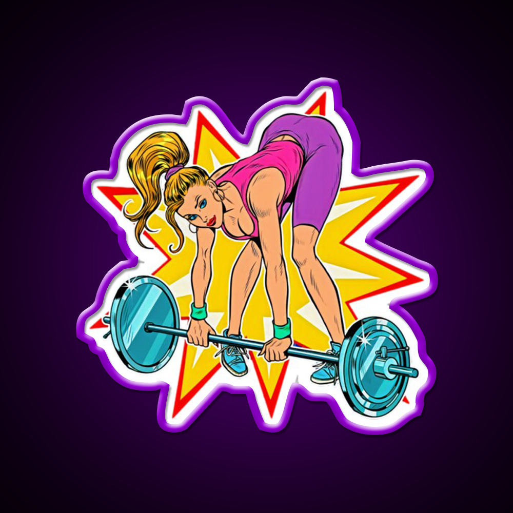 Weight Lifting Deadlift Female Bodybuilder Gym Fitness Led Neon Sign Rgb Color