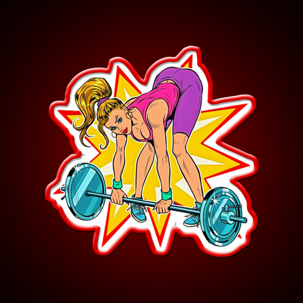 Weight Lifting Deadlift Female Bodybuilder Gym Fitness Led Neon Sign Rgb Color