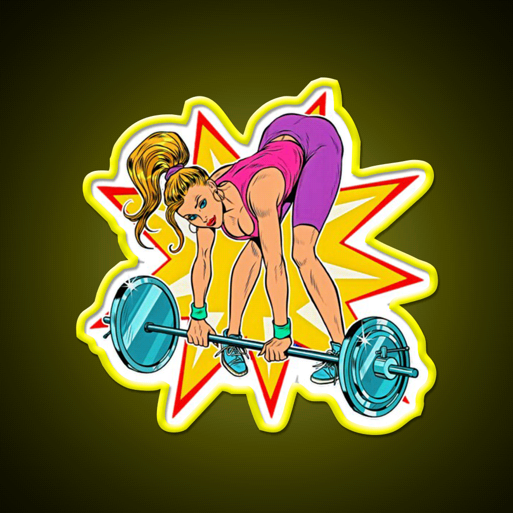 Weight Lifting Deadlift Female Bodybuilder Gym Fitness Led Neon Sign Rgb Color