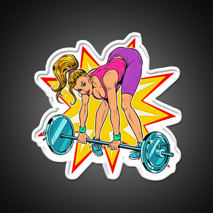 Weight Lifting Deadlift Female Bodybuilder Gym Fitness Led Neon Sign Rgb Color