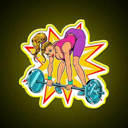 Weight Lifting Deadlift Female Bodybuilder Gym Fitness Led Neon Sign Rgb Color