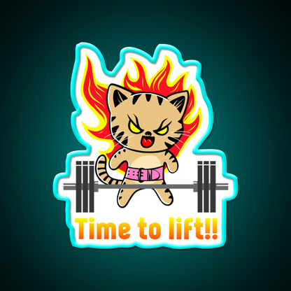 Weightlifting Funny Cat Gym Fitness Led Neon Sign Rgb Color