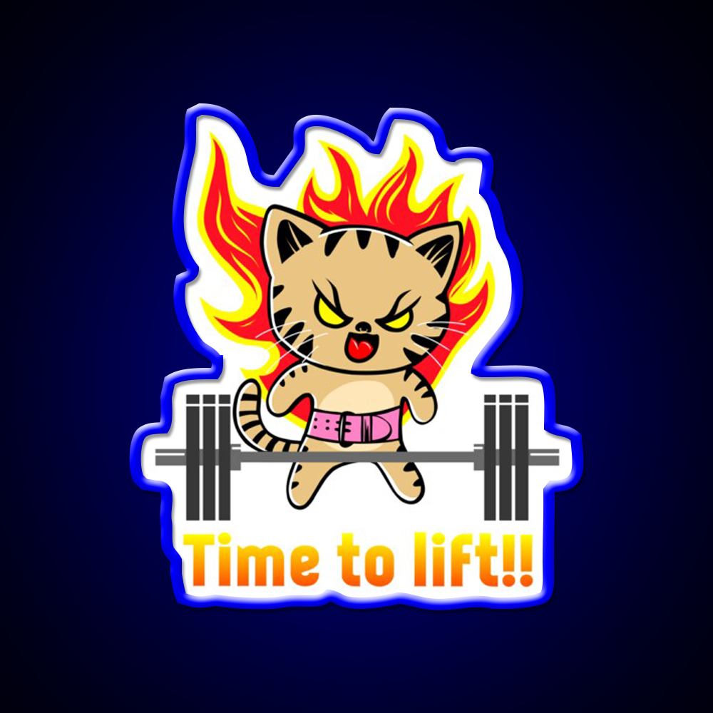 Weightlifting Funny Cat Gym Fitness Led Neon Sign Rgb Color