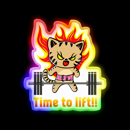 Weightlifting Funny Cat Gym Fitness Led Neon Sign Rgb Color