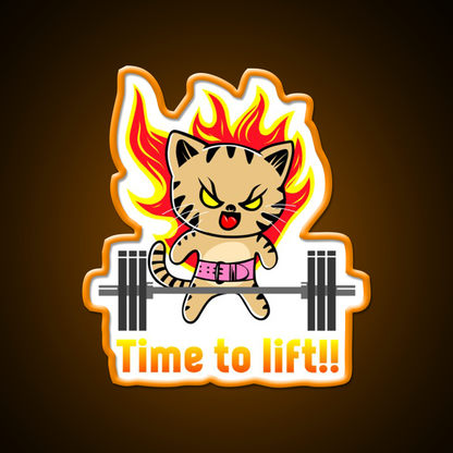 Weightlifting Funny Cat Gym Fitness Led Neon Sign Rgb Color