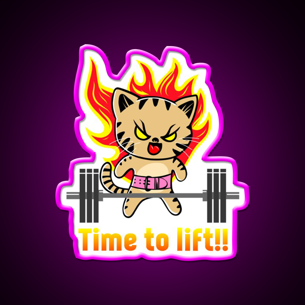 Weightlifting Funny Cat Gym Fitness Led Neon Sign Rgb Color