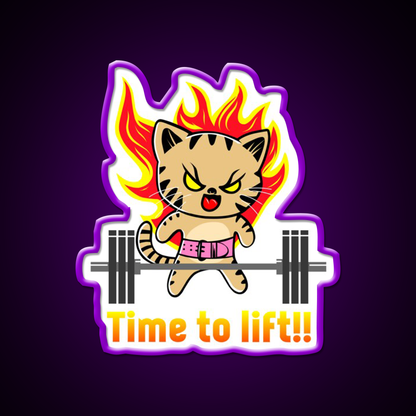 Weightlifting Funny Cat Gym Fitness Led Neon Sign Rgb Color