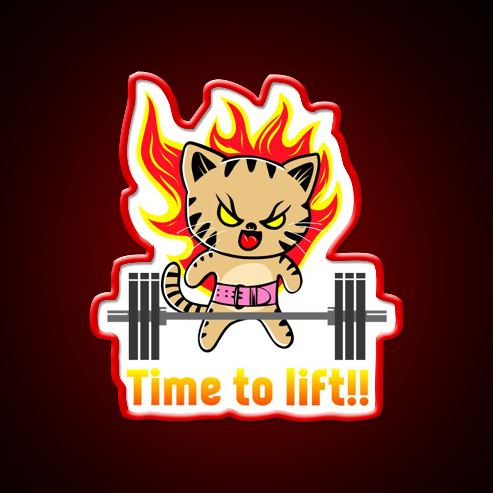 Weightlifting Funny Cat Gym Fitness Led Neon Sign Rgb Color