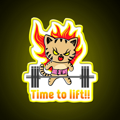 Weightlifting Funny Cat Gym Fitness Led Neon Sign Rgb Color