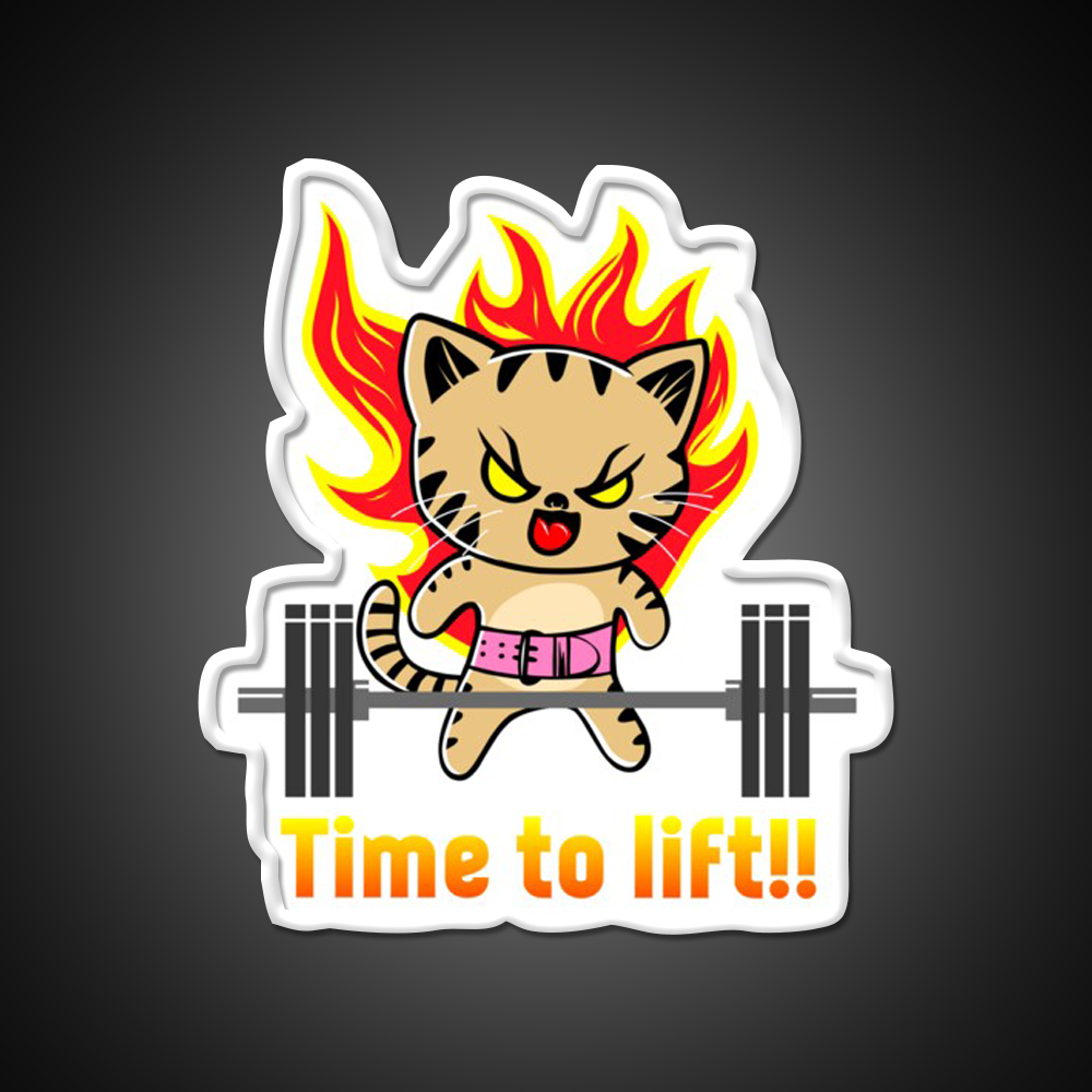 Weightlifting Funny Cat Gym Fitness Led Neon Sign Rgb Color