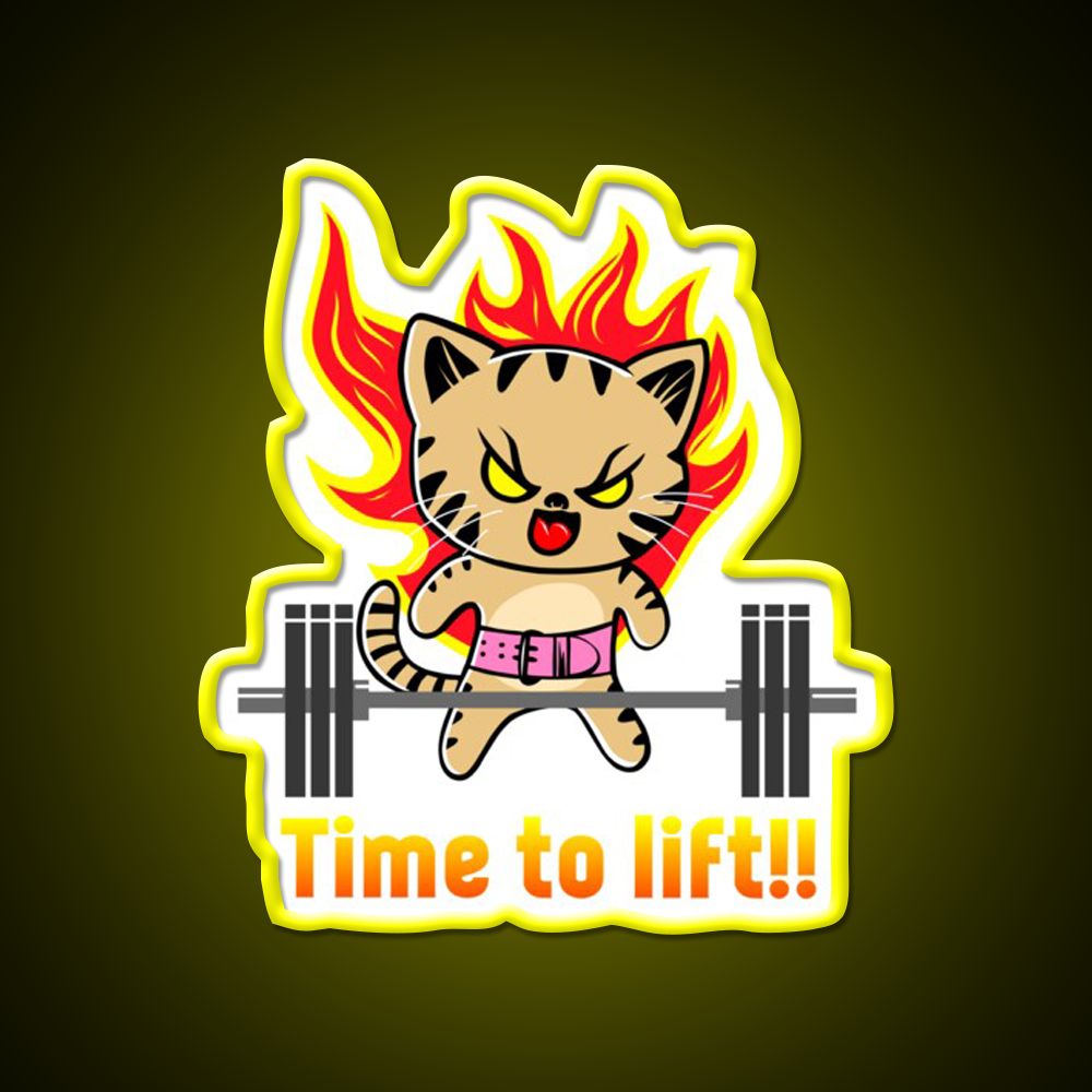 Weightlifting Funny Cat Gym Fitness Led Neon Sign Rgb Color