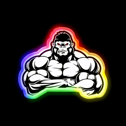 Weightlifting Gorilla Muscle Vintage Gifts Gym Fitness Led Neon Sign Rgb Color - LED neon sign close-up detail