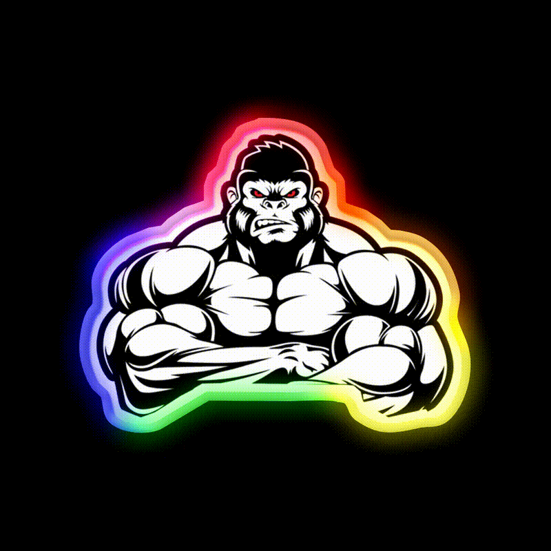 Weightlifting Gorilla Muscle Vintage Gifts Gym Fitness Led Neon Sign Rgb Color