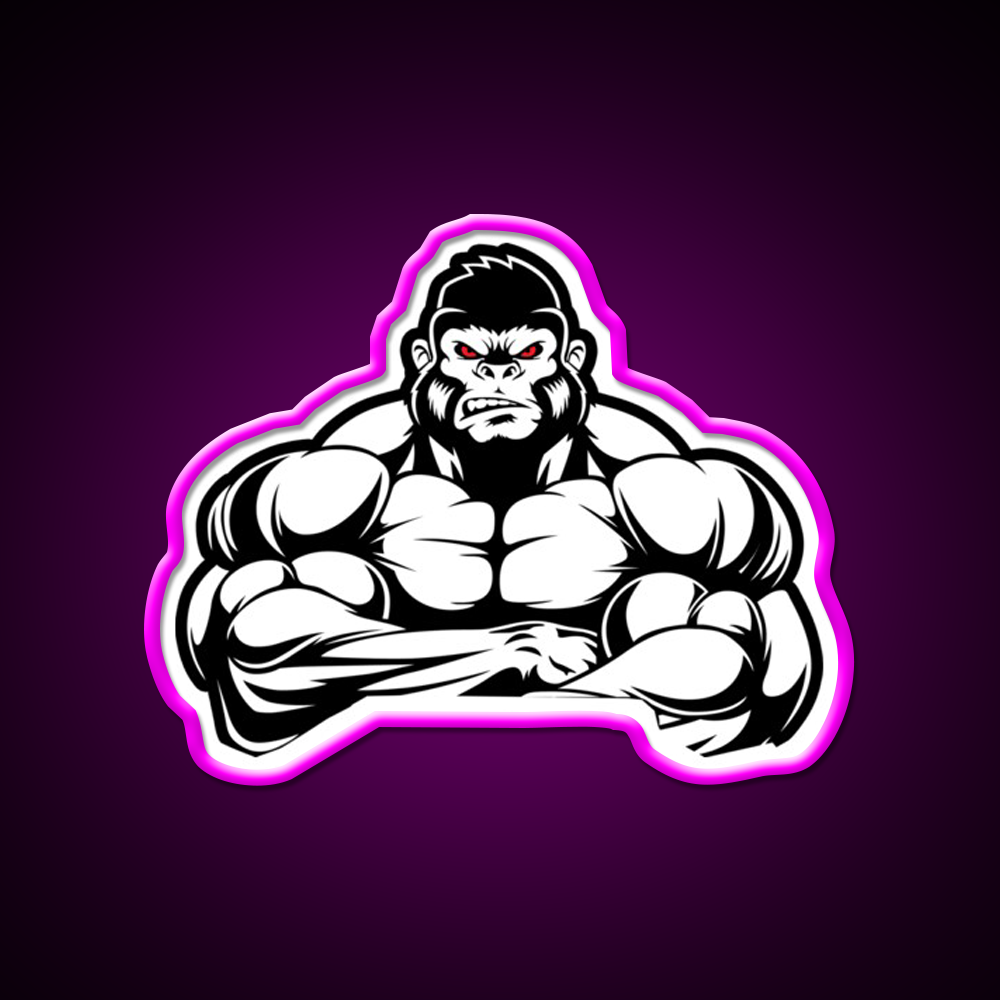 Weightlifting Gorilla Muscle Vintage Gifts Gym Fitness Led Neon Sign Rgb Color