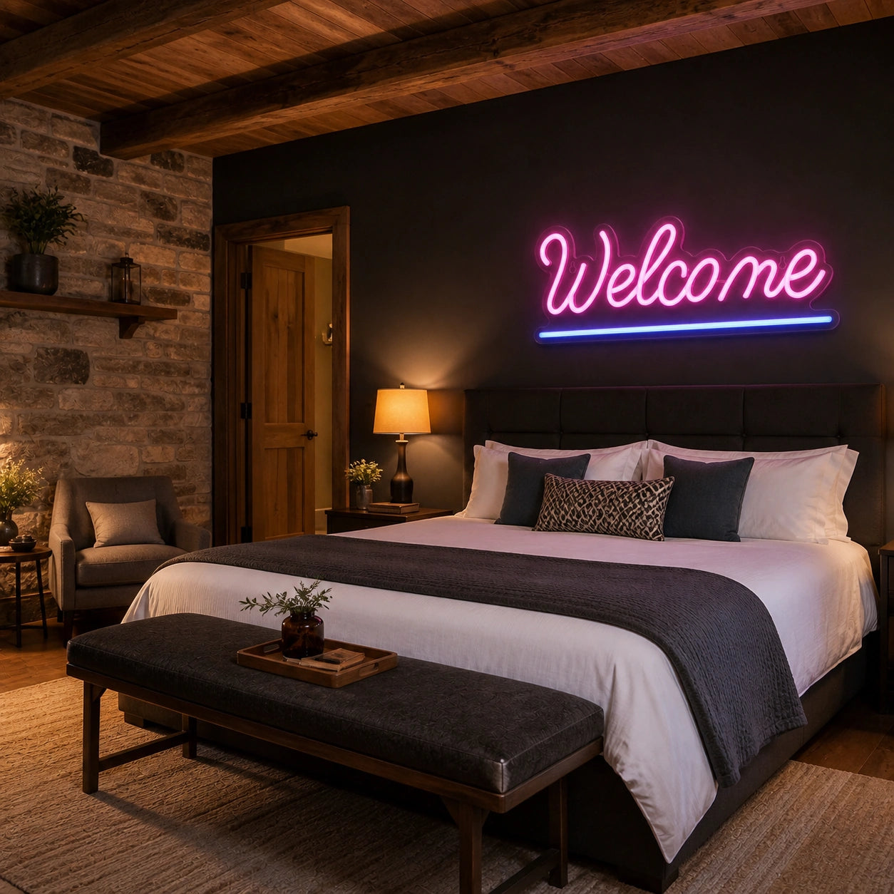 Welcome Bedroom Decor LED Neon Sign real lifestyle scene