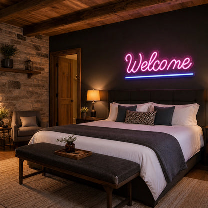 Welcome Bedroom Decor LED Neon Sign real lifestyle scene