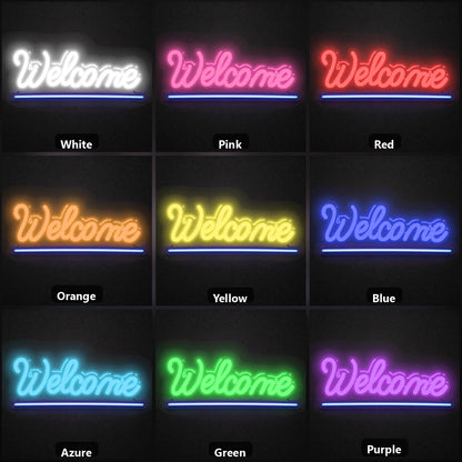 Welcome Bedroom Decor LED Neon Sign color grid