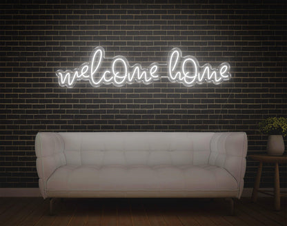 Welcome Home White Handwritten Led Neon Sign For Home Decor | Shineneon
