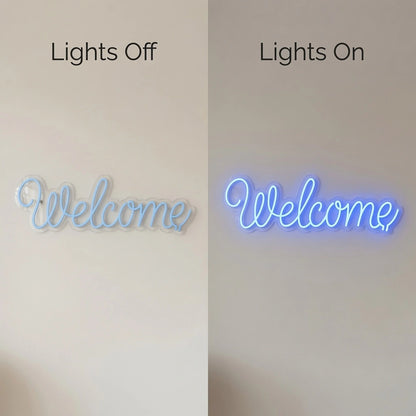 Welcome LED Neon Sign Wall Decor - 06 Day Night Comparison