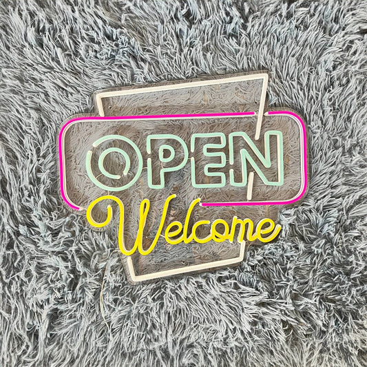 Welcome Open Led Sign Open Led Sign Wall Decor