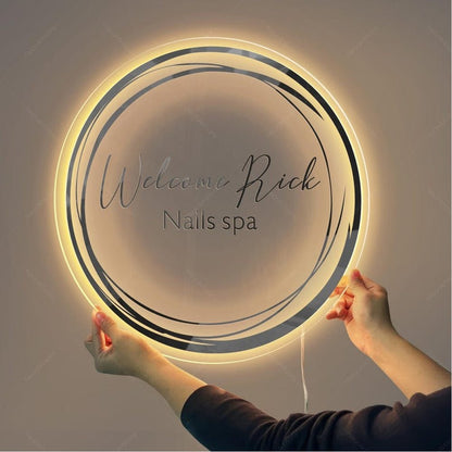 Welcome Rich Nails Spa Acrylic Business Logo Sign - Shineneon