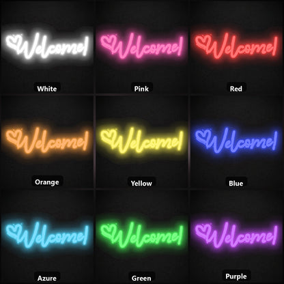 Welcome Room Decor LED Neon Sign color grid