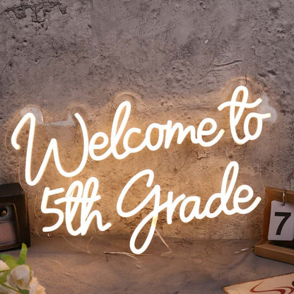 Welcome To 5th Grade Yellow Led Neon Sign - Shineneon