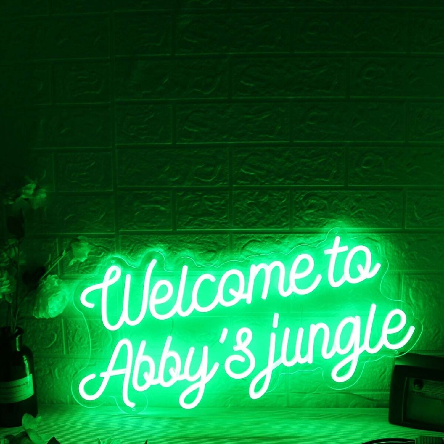 Welcome To Abbys Jungle Green Led Neon Sign - Shineneon