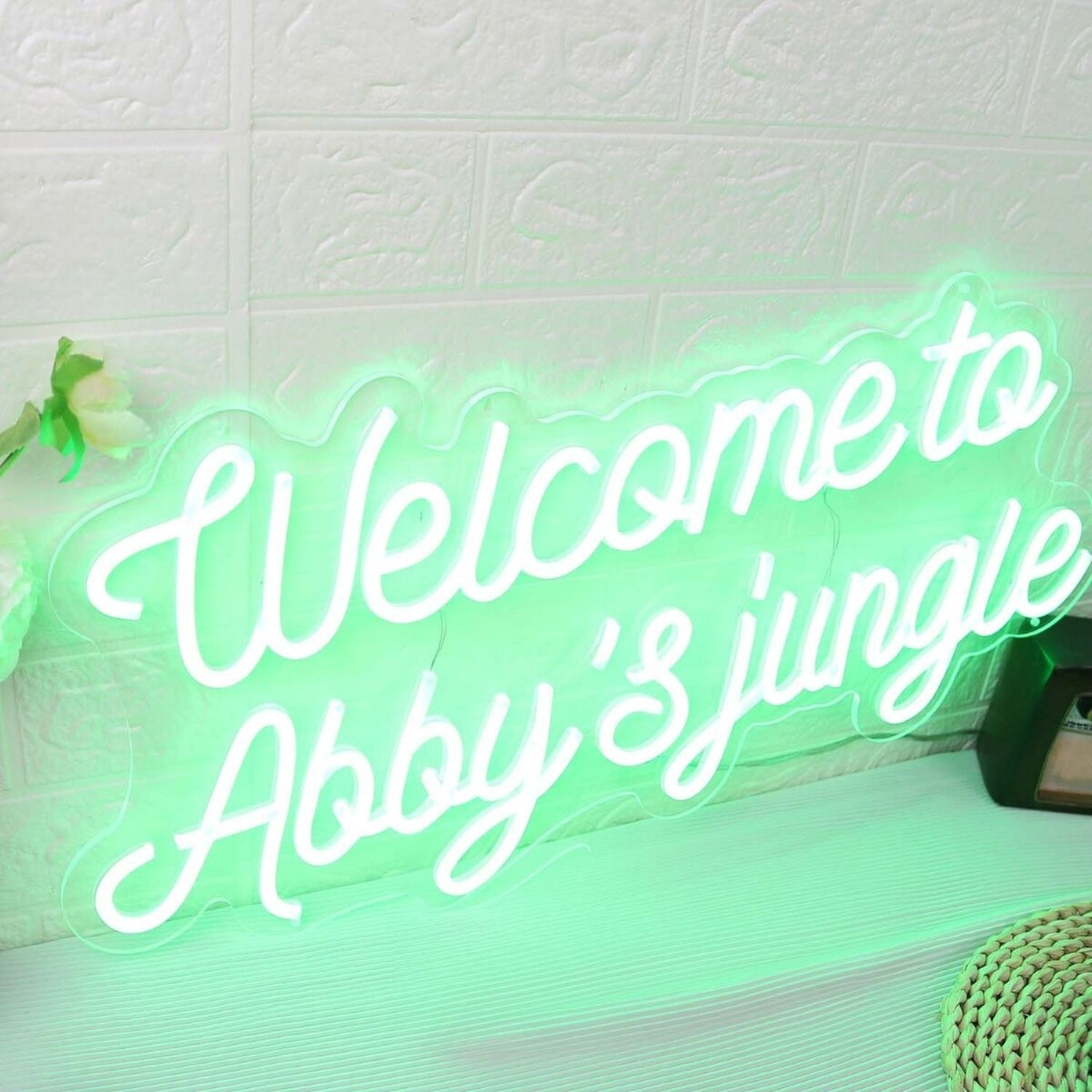 Welcome To Abbys Jungle Green Led Neon Sign - Shineneon