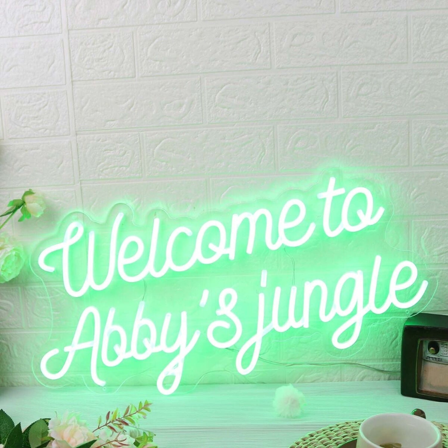 Welcome To Abbys Jungle Green Led Neon Sign - Shineneon