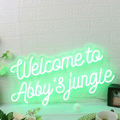 Welcome To Abbys Jungle Green Led Neon Sign - Shineneon