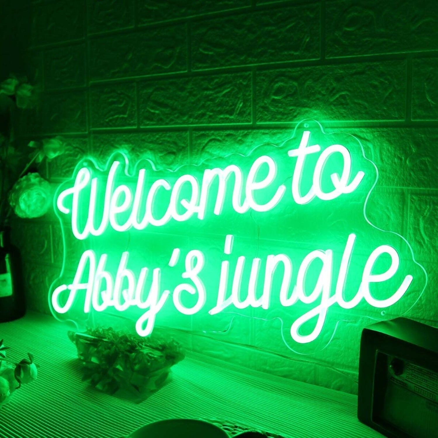 Welcome To Abbys Jungle Green Led Neon Sign - Shineneon