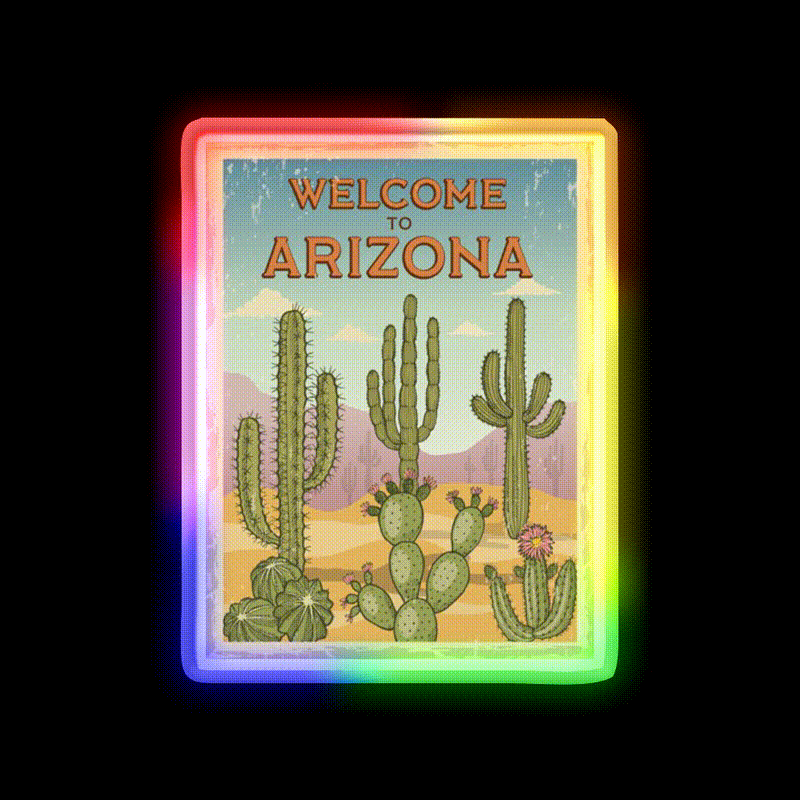 Welcome To Arizona Welcome Led Neon Sign Open Sign Wall Art Rgb Color - LED neon sign close-up detail