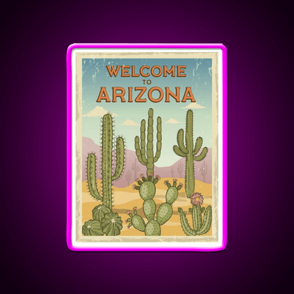 Welcome To Arizona Welcome Led Neon Sign Open Sign Wall Art Rgb Color - Shineneon