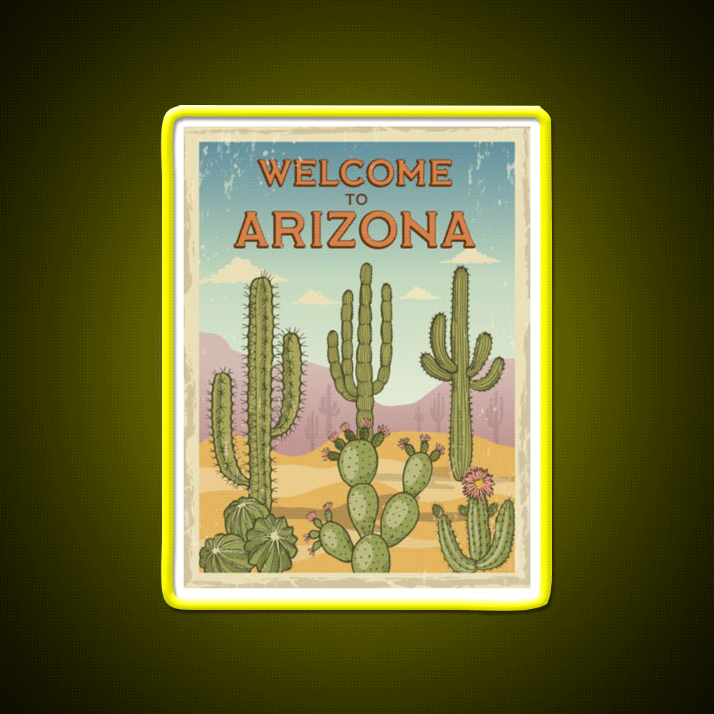 Welcome To Arizona Welcome Led Neon Sign Open Sign Wall Art Rgb Color - Custom LED neon sign front view