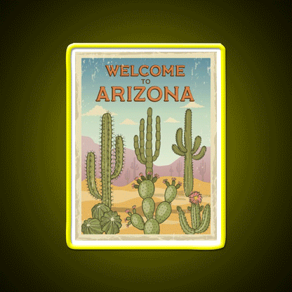 Welcome To Arizona Welcome Led Neon Sign Open Sign Wall Art Rgb Color - Custom LED neon sign front view