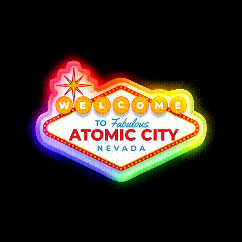 Welcome To Atomic City Welcome Led Neon Sign Open Sign Rgb Color - LED neon sign close-up detail