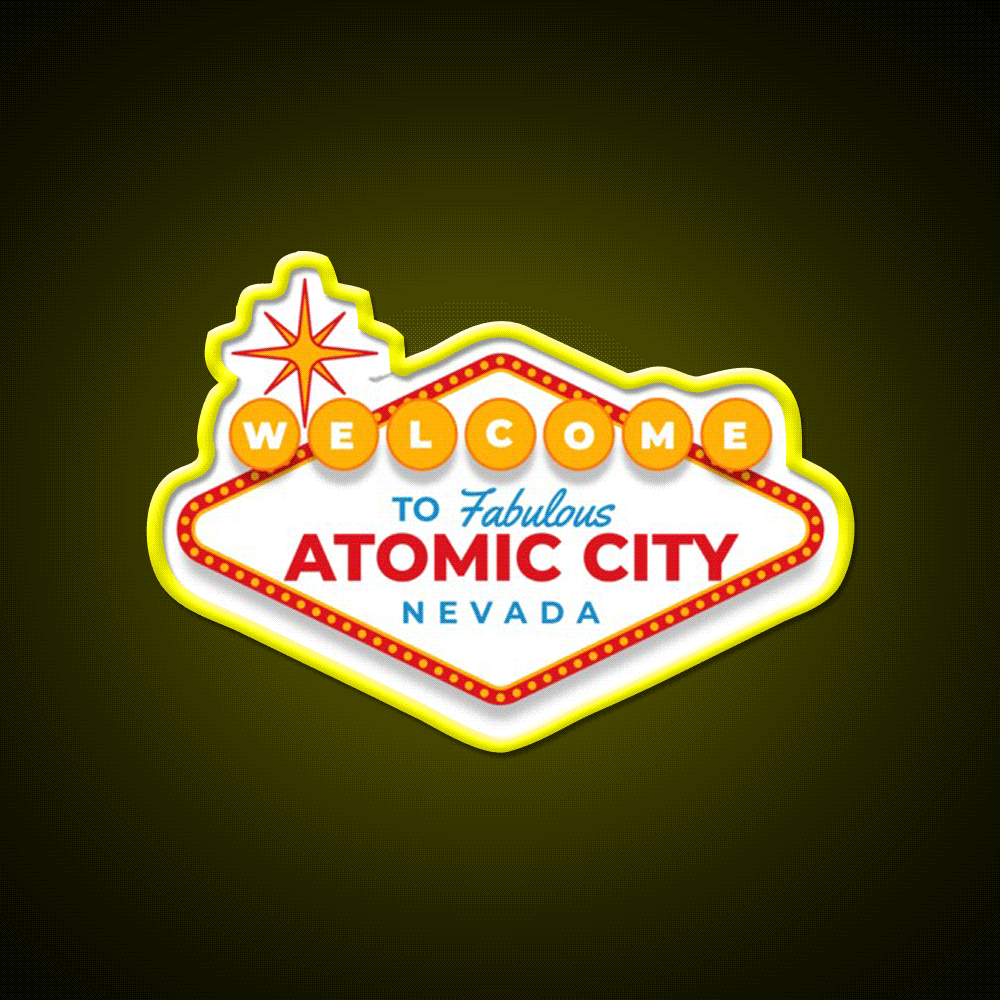 Welcome To Atomic City Welcome Led Neon Sign Open Sign Rgb Color - Custom LED neon sign front view