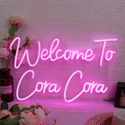 Welcome To Cora Cora Pink Led Neon Sign - Shineneon