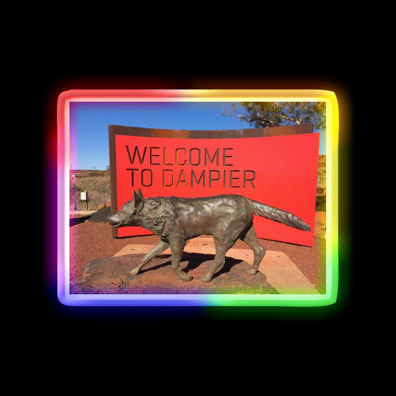 Welcome To Dampier Welcome Led Neon Sign Open Sign Rgb Color - LED neon sign close-up detail