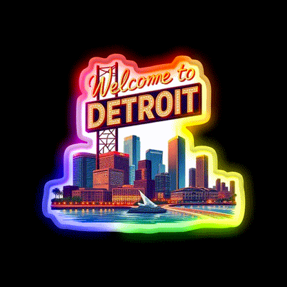 Welcome To Detroit Welcome Led Neon Sign Open Sign Rgb Color - LED neon sign close-up detail