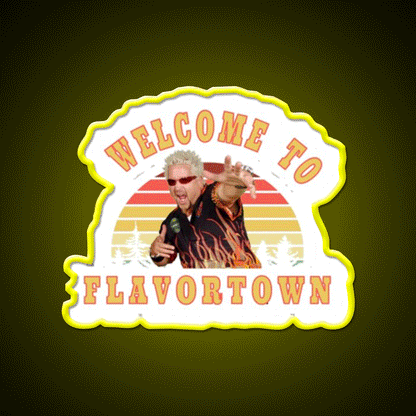 Welcome To Flavortown Welcome Led Neon Sign Open Sign Wall Art Rgb Color - Custom LED neon sign front view