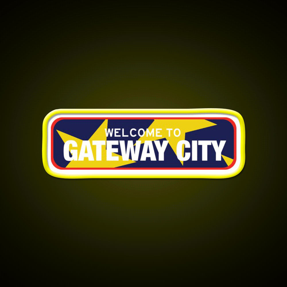 Welcome To Gateway City Welcome Led Neon Sign Open Sign Rgb Color - Custom LED neon sign front view