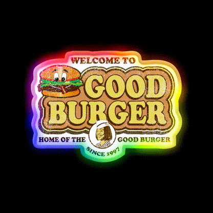 Welcome To Good Burger Worn Out Fast Food Led Neon Sign For Burger Place Rgb Color - LED neon sign close-up detail