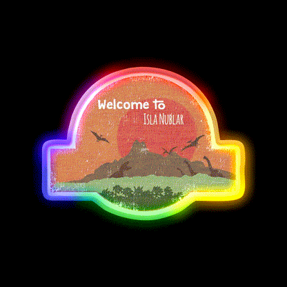 Welcome To Isla Nublar Welcome Led Neon Sign Open Sign Rgb Color - LED neon sign close-up detail