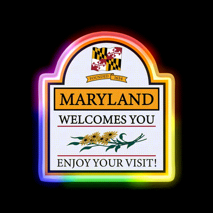 Welcome To Maryland Road Sign Welcome Led Neon Sign Open Sign Rgb Color - LED neon sign close-up detail