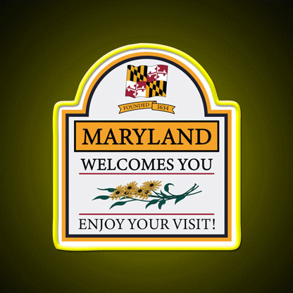 Welcome To Maryland Road Sign Welcome Led Neon Sign Open Sign Rgb Color - Custom LED neon sign front view