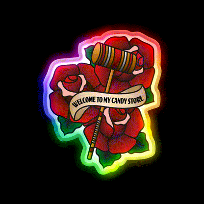Welcome To My Candy Store Welcome Led Neon Sign Open Sign Rgb Color - LED neon sign close-up detail