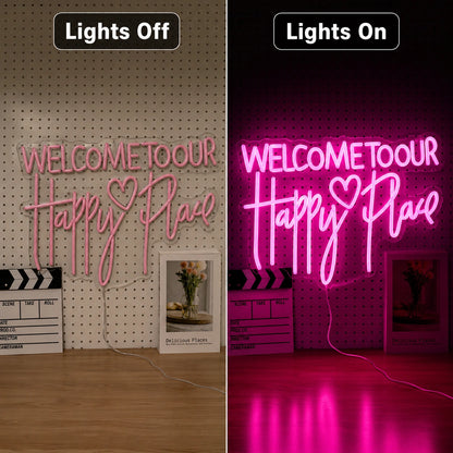 Welcome To Our Happy Place LED Neon Sign main product image